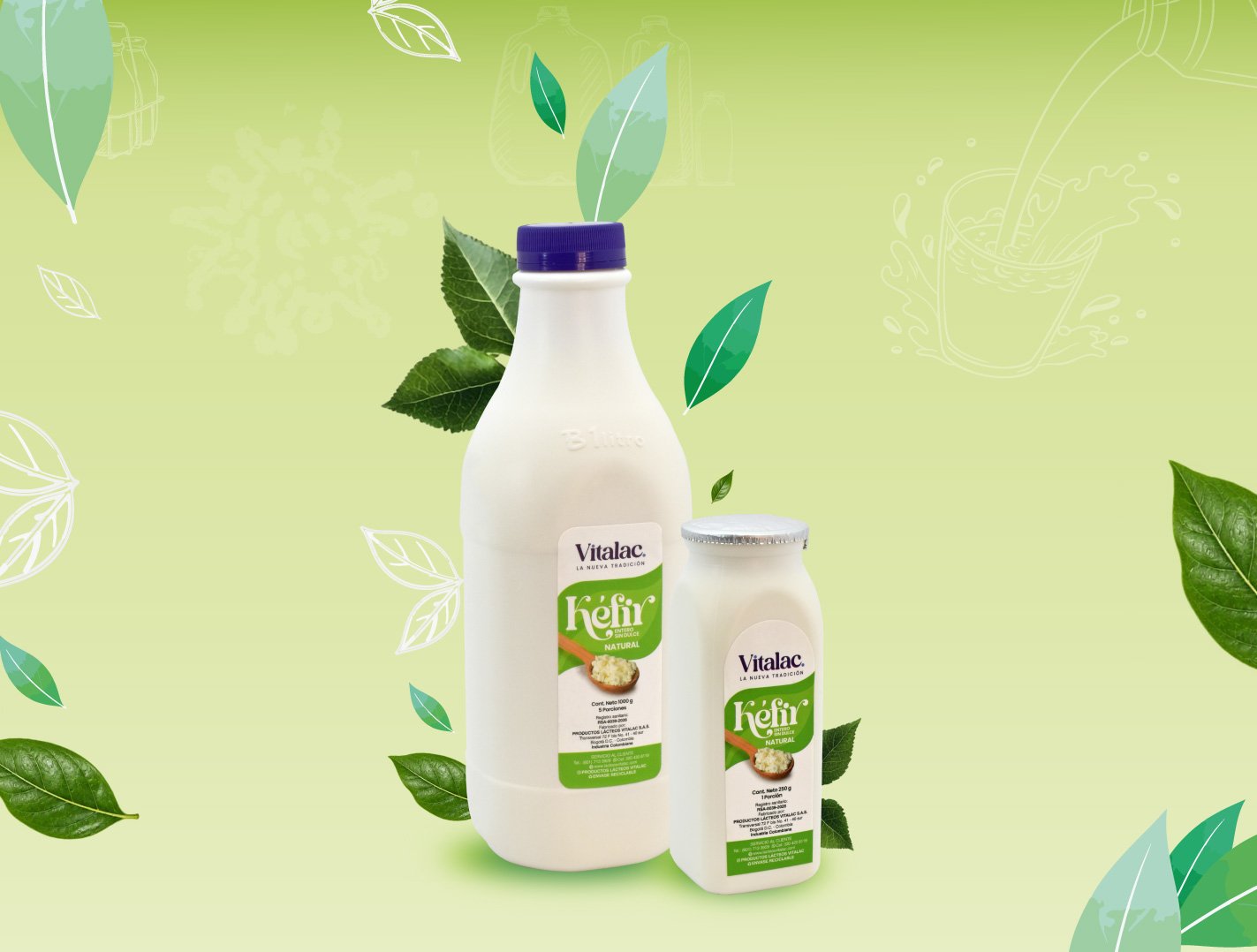Kéfir Vitalac en presentaciones de 250 g y 1000 g