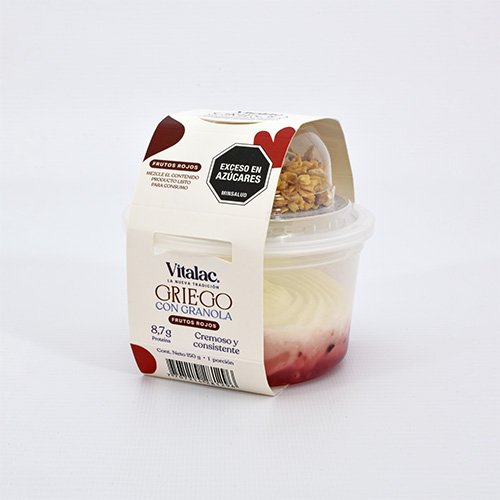 Yogurt Griego Frutos Rojos con Granola Parfait Vitalac 150 g